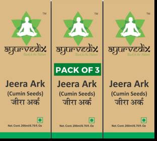ayurvedix Jeera Ark | Beneficial for Weight Loss, Chest Infection, Stomach Problems (Cumin Water) | 600 ML | Pack of 3 Natural
