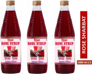 YUGANTAR ROSE SYRUP (1000 ML EACH) PACK OF 3 ROSE
