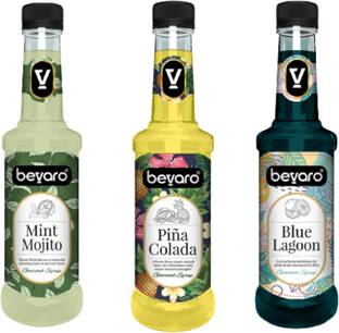 Bevaro Cocktail And Mocktail Mixer Syrup Mint Mojito + Pina Colada + Blue Lagoon