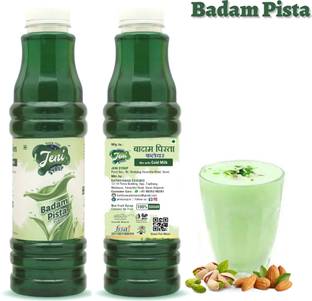 jeni Milk Sharbat Pack of 2 Flavors - Badam Pista /Non-Fruit Sharbats Synthetic Syrup Combo/Gift Pack/Summer Combo [700 ml each] [700 ml, 700 ml, Pack of 2] Badam Pista Sharbat