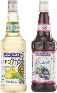 MANAMA Original Mojito Syrup and Blueberry Syrup, Mixer for Mocktails, Cocktails, Drinks, Juices