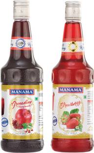 MANAMA Grenadine Syrup and Strawberry Syrup, Mixer for Mocktails, Cocktails, Drinks, Juices