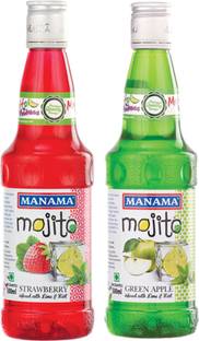MANAMA Strawberry Mojito Syrup and Green Apple Mojito Syrup, Mixer for Mocktails, Cocktails, Drinks, Juices