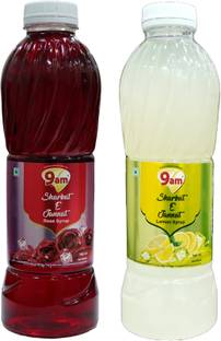9am Sharbat E Jannat Combo Pack of 2 (Rose 750ml+ Lemon 750ml) Rose, Lemon
