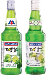 MANAMA Lime Mint Mojito Syrup and Green Apple Mojito Syrup, Mixer for Mocktails, Cocktails, Drinks, Juices