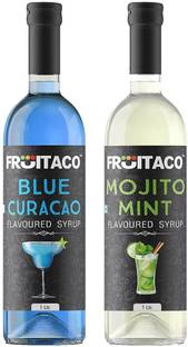 fruitaco Blue Curacao 1L Mojito Mint 1L Combo Mocktail Syrup for Mocktails, Cocktails