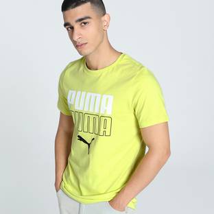 PUMA Printed Men Crew Neck Yellow T-Shirt