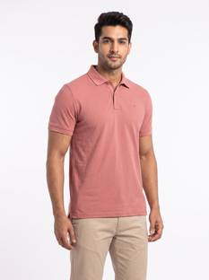 Blackberrys Solid Men Polo Neck Pink T-Shirt