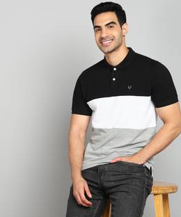Allen Solly Colorblock Men Polo Neck White T-Shirt
