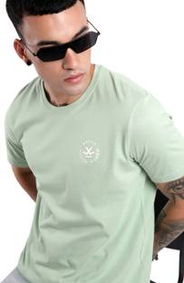 WROGN Solid Men Crew Neck Light Green T-Shirt