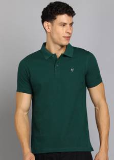 INTEGRITI Solid Men Polo Neck Dark Green T-Shirt