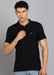 INTEGRITI Solid Men Polo Neck Black T-Shirt