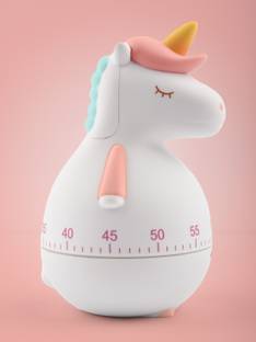 ComicSense Analog White Cute Horse Mechanical Timer Alarm Clock No Battery Required, Reminder Clock