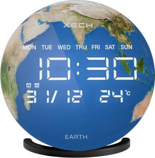 xech Digital Clock with Wireless Speaker USB LED SolarisX Earth (Blue) Desk table Clock