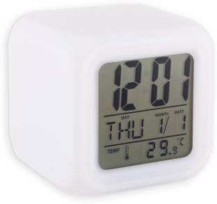 OXYURA Digital Color Changing LED Digital Alarm Clock-White Clock
