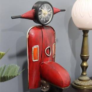 Malik Designs Analog Antique Red Vintage Scooter Metal Clock