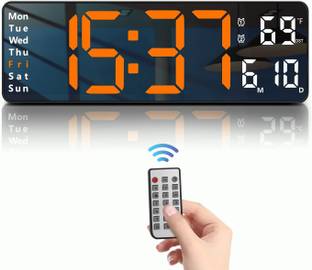 NIYAMKAAY Digital LED Alarm Clock for Wall 16.2 Inch Large Wall with Remote Control Big Clock Clock