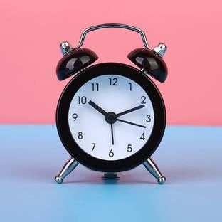 Adhvik Analog Metal Body Cute Small Mini Twin Bell Shaped Alarm Clock with Soft Alaram Sound Clock