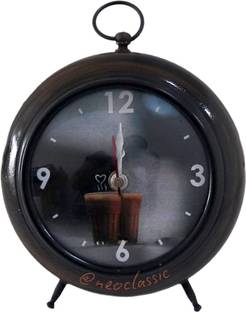 Neo Classic Analog Table Clock Antique Wooden Clock Home Decor Handicrafts Items (Tea Glass Dial) Clock
