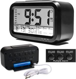 Adonai Digital USB Rechargeable Alarm Clock, Date, Temperature Backlight Smart Clock Table Desk Clock