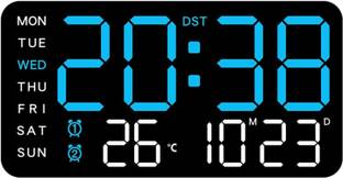 SZELAM Digital Blue Lights Black Body Clock