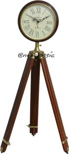 Neo Classic Analog Wooden Tripod Stand Grandfather Nautical, Adjustable Vintage Brass Antique Clock