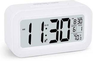 jazam Digital White Smart Alarm Table Clock with Automatic Sensor |Date & Temperature D Clock