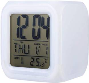divinezon Digital 7 Colour Changing LED Digital Alarm Clock with Date, Time, Temperature For Office Bedroom Clock