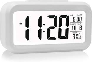 Estervig Digital Alarm Clock Table Clock for Study Loud Desk Alarm Clock for Heavy Sleepers White Clock