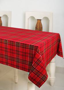 AIRWILL Cotton 6 Seater Checkered Table Cover