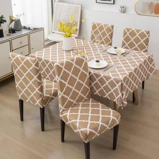 Magic Cover Polyester 4 Seater Self Design Table Cover