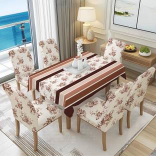 DECORIAN Polyester, Cotton 6 Seater Floral Table Cover