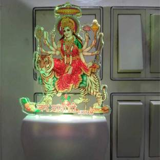 KRITAM Maa Sherawali 3D lllusion Led Lamp comes with 7 color lighting for Room, Lobby Table Lamp