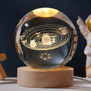 DECOROW 3D Solar system Ball night Lamp with Wooden Base Night Lamp
