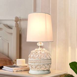 Homesake Modern Small Crystal Table Lamp,White Table Lamp