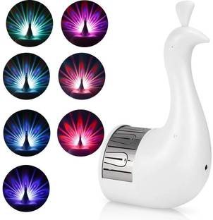 KD SAPRA 3D LED Peacock Feather Projector Sensor 8 Color Night Light with Remote Control Night Lamp