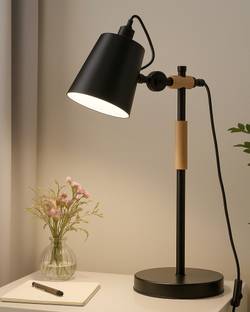 Homesake Nordic Style Metal Desk Lamp ,Modern Minimalist Lamp with Solid Natural Wood, Table Lamp