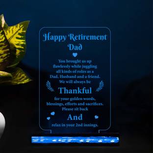 StarLaser Happy Retirement Dad Desk Table Lamp with 16 Color Changing Light Table Lamp
