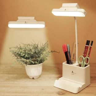 FIRSTLIKE 3 Color Led Rechargeable Night Lamp, With Eye Care, With Pen & Phone Holder Study Lamp