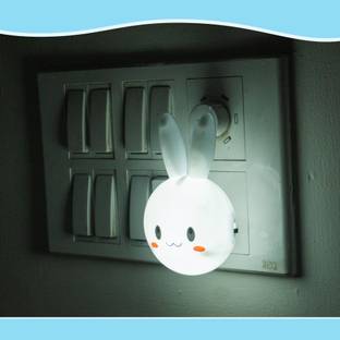 STARDEEP Plastic Plug in Rabbit Night Lamp for Bedroom Night Light for Kids Room (White) Night Lamp