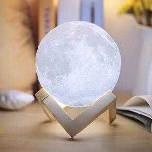 JM SELLER Color Changing 3D Moon Night Lamp for Home Decorative Fancy Night Lamps for Bedroom Lights for Adults and Kids Home Room Beautiful Indoor Lighting Night Lamp (12 cm, White::Multicolor) Night Lamp