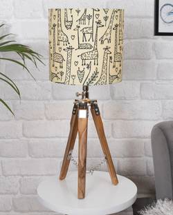 Homesake Modern Tripod Table Lamp, Wooden Base Modern Fabric Lampshade Table Lamp