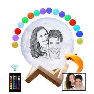 moderntech Personalized Photo Moon lamp 12CM 16 color wireless Unique Gift for loved ones Table Lamp