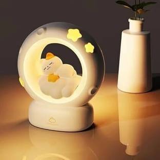 VIGRATI ENTERPRISE Kitty Cat Silicone Dimmable Kitten Bunny Light Sleeping Cat Lamp Night Light Night Lamp