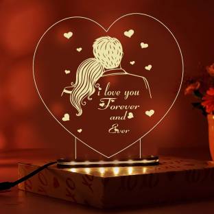 iMPACTGift I Love You Forever and ever Heart 3D Illusion Acrylic LED lamp Gift for Her/Him Table Lamp