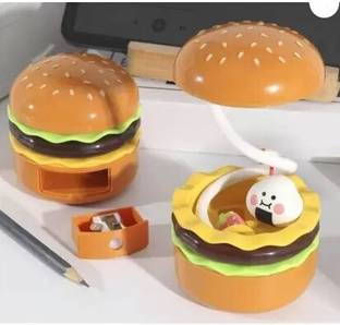 Kids Zone Burger Design Rechargeable Desk Lamp with Pen Holder & Sharpener Table Lamp
