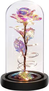 Dherik Tradworld LED Rose Light, Artificial Silk Rose Flower with Led String Lights Night Lamp