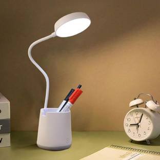 AKR Powerful Rechargeable Desk lamp with Pen Holder 3 Dimmable Lights Rotating Neck Table Lamp