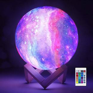 Gesto Battery Operated Galaxy Moon Lamp|16 Colors options |Touch and Remote Controlled Night Lamp