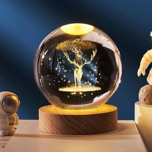 carempire 3D Deer Forest Crystal Ball Night Light Ball Projection Lamp Planet Model Table Lamp
